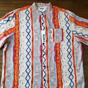 NWT MOHEZ Men's Multicolor Patterned Button-Up Short Sleeve Shirt - Size 3XL